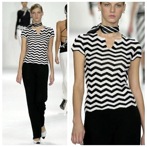 Ralph Lauren Collection Knit Silk Short Sleeve Top Blouse Runway 2001 Vintage M - Picture 1 of 9